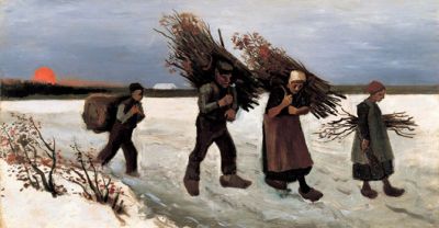 Винсент Ван Гог. Селяне несущие хворост и снежный пейзаж. 1884 г.